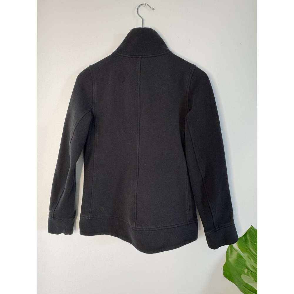 Lululemon Fleece Be True Moto Jacket Womens Size 2 Black Asymmetric Zip Quilted - Picture 7 of 13